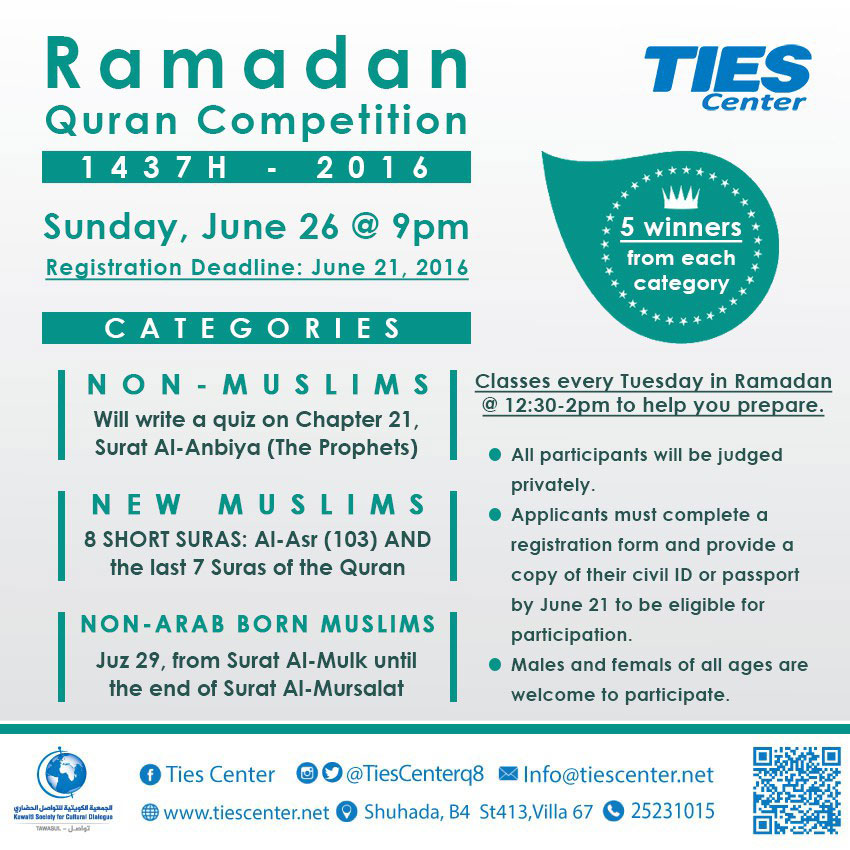 Ramadan Quran Competition organized by Ties Center