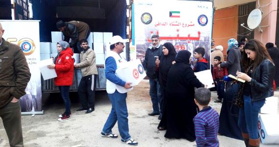 Kuwait Red Crescent delivers aid to 450 Syrian families in Lebanon