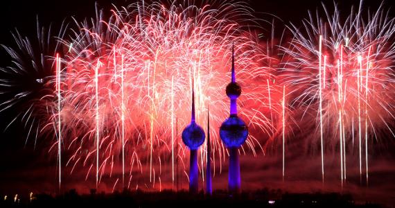 Kuwait towers fireworks 