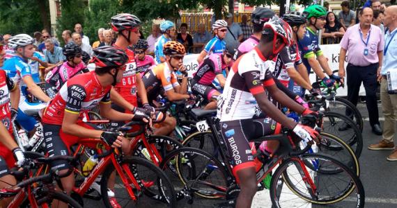 Members of Massi-Kuwait Cycling team at the 93rd Prueba Villafranca-Ordiziako Klasika race held in Spain